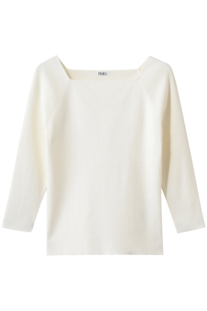 ティアラ/TIARAのスクエアネックリブニット(ホワイト/A0161KSW302)