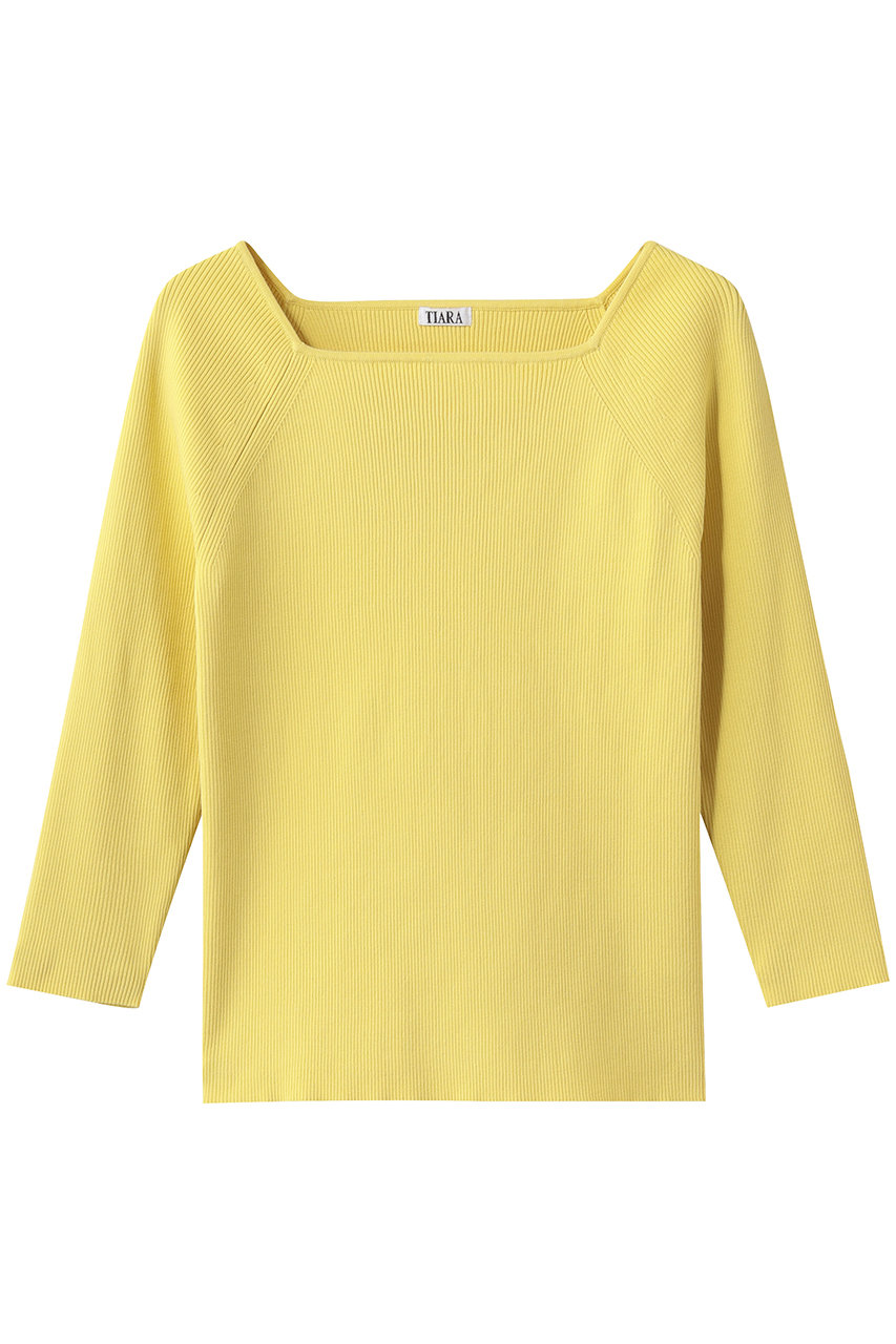 ティアラ/TIARAのスクエアネックリブニット(イエロー/A0161KSW302)