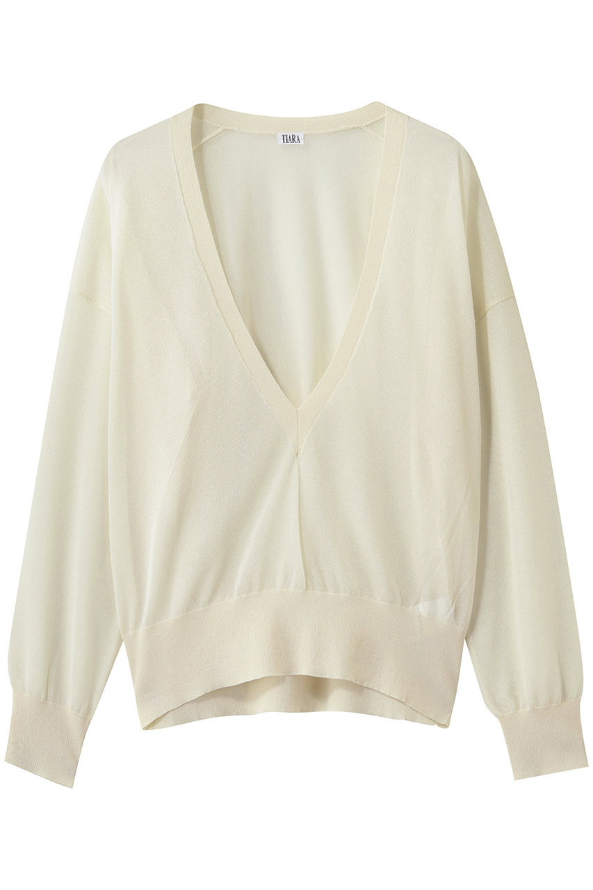 ティアラ/TIARAのVネックシアーニット(アイボリー/A0161KSW304)
