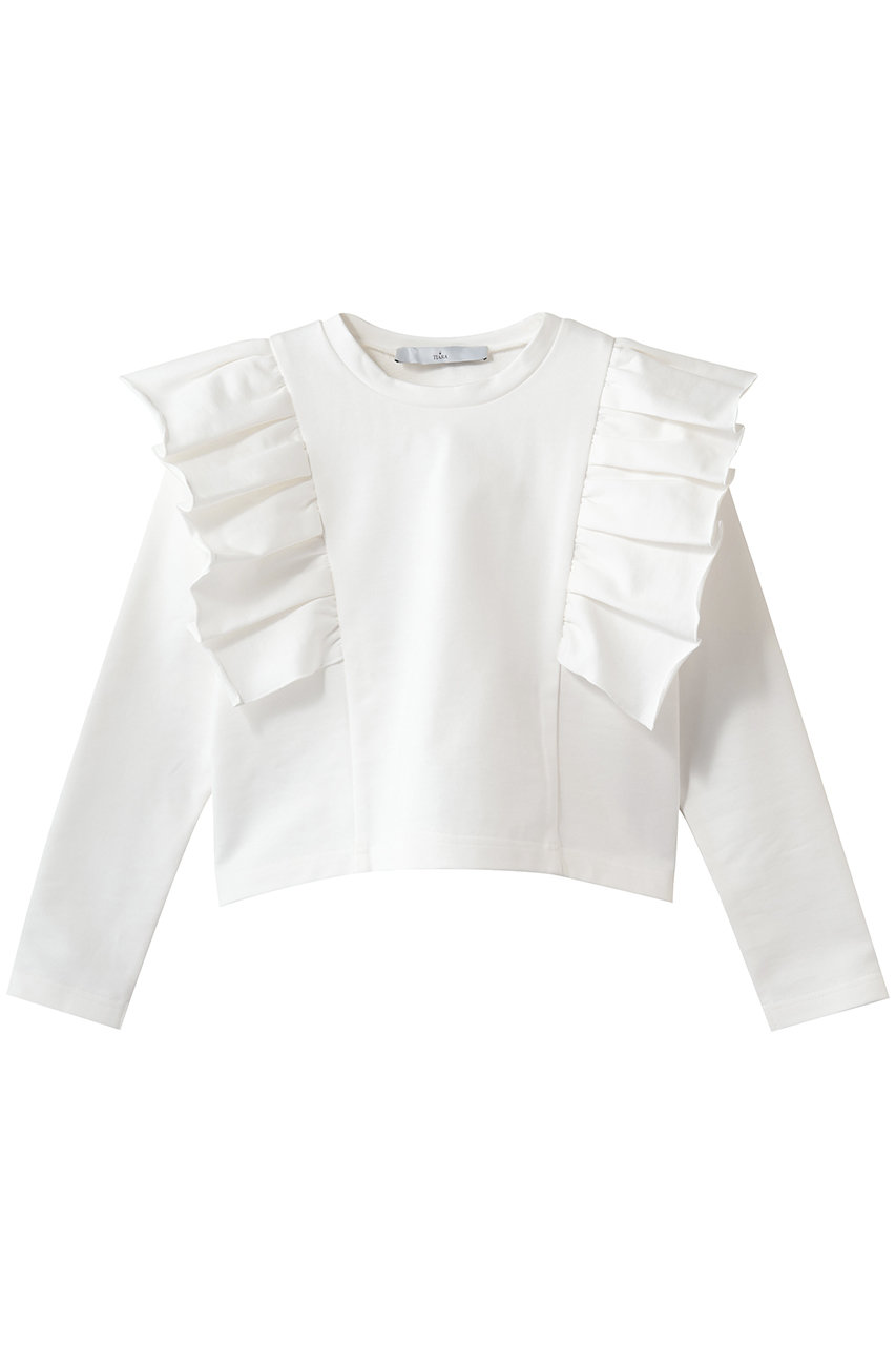 ティアラ/TIARAのフリルスウェット(ホワイト/A0161UTS227)