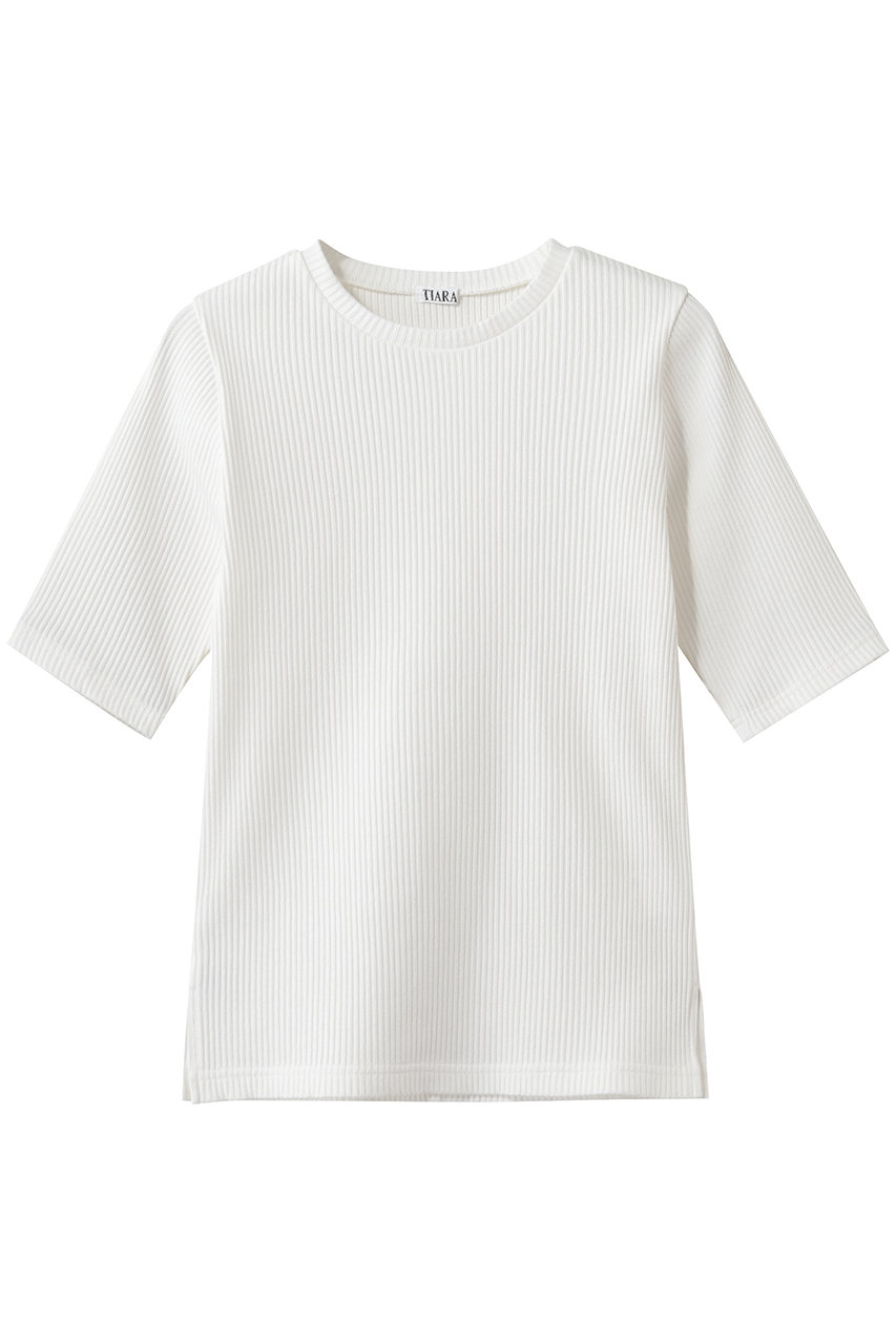 ティアラ/TIARAのコンパクトリブトップス(ホワイト/A0161UTS353)