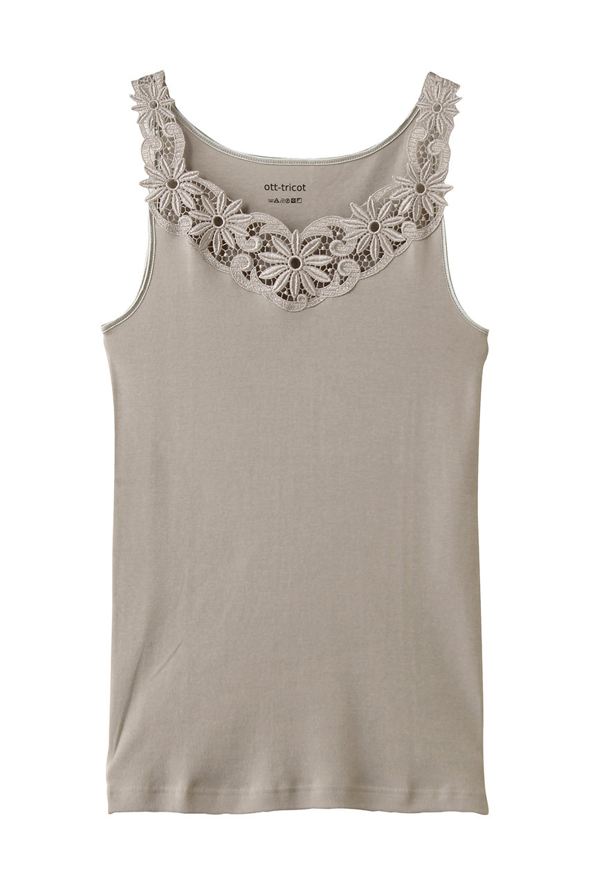 ティアラ/TIARAの【Ott-tricot】レースタンクトップ(グレージュ/A0144UTS122)