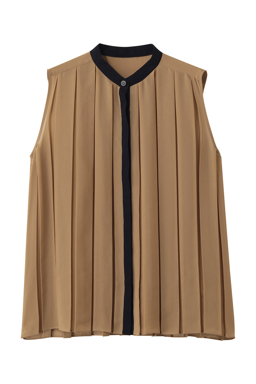 ティアラ/TIARAのバイカラープリーツトップス(キャメル/A0153FB 027)