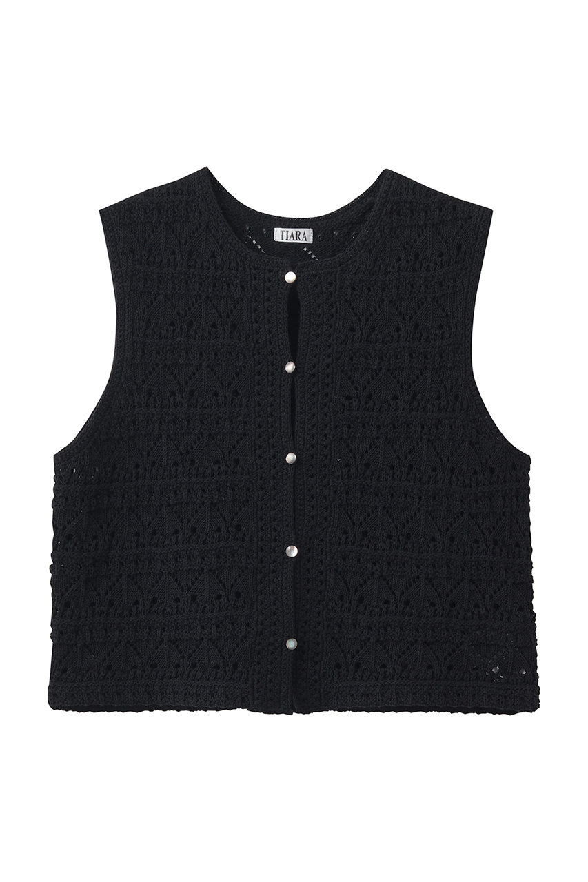 ティアラ/TIARAのクロシェライクベスト(ブラック/A0161KCD404)