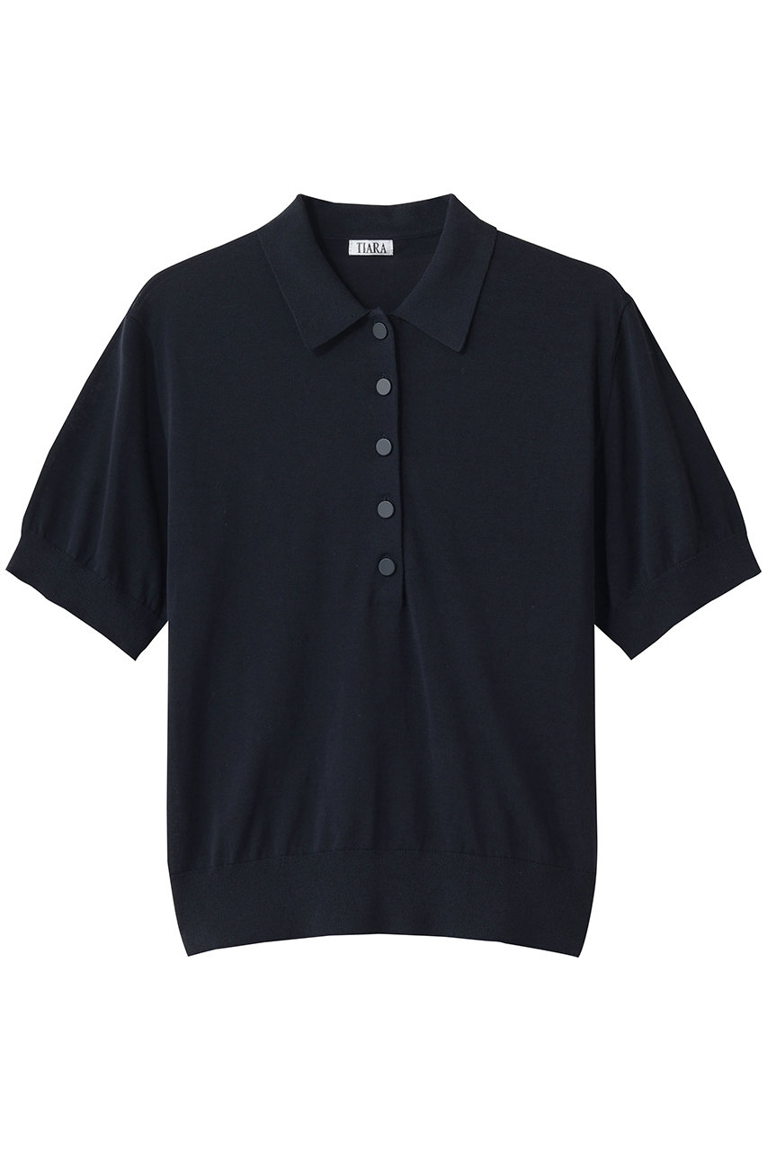 ティアラ/TIARAのポロニットプルオーバー(ネイビー/A0161KSW405)