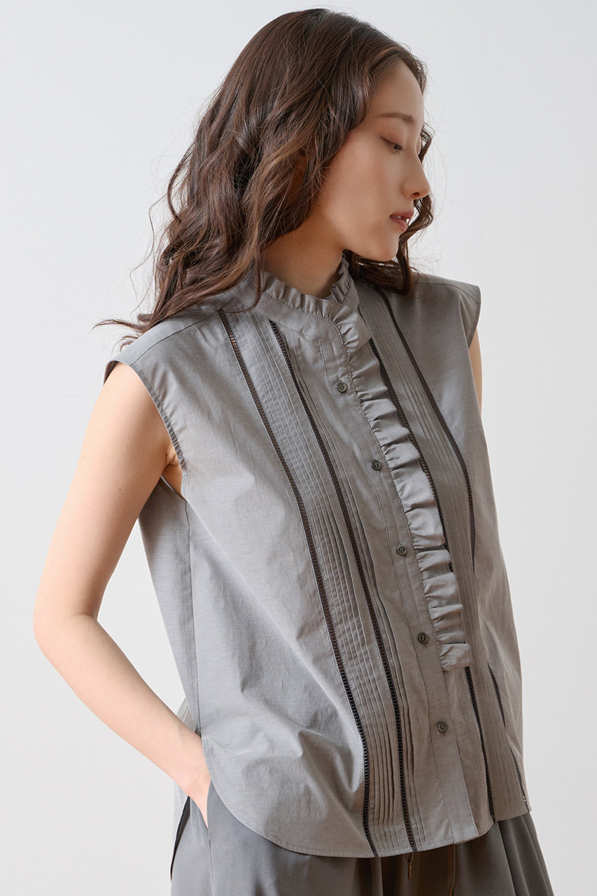 ティアラ/TIARAの【予約販売】ピンタックレースフリルブラウス(グレー/A0161FB 521)