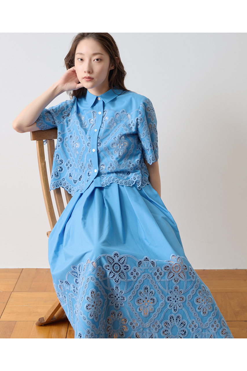 ティアラ/TIARAの【予約販売】カットワークレースショートスリーブシャツ(ブルー/A0161FB 525)