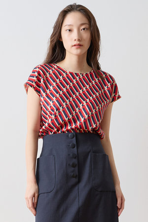 ティアラ/TIARAの【予約販売】トリコロールプリントフレンチスリーブブラウス(110400/110402)