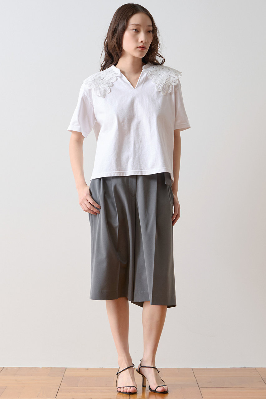 TIARA(ティアラ)｜レースカラーTシャツ/ホワイト の通販｜ELLESHOP