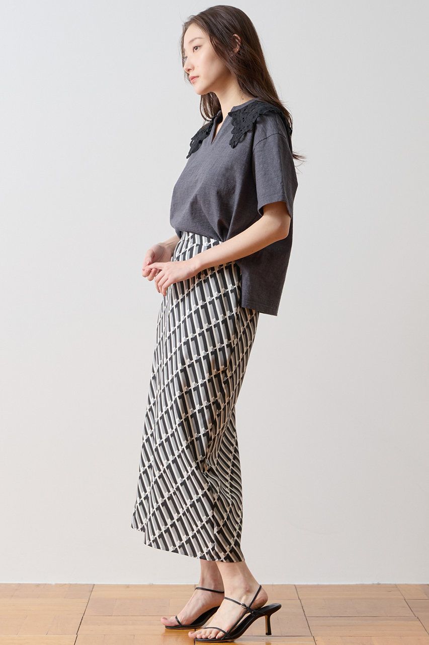 ティアラ/TIARAの【予約販売】レースカラーTシャツ(チャコールグレー/A0161UTS556)