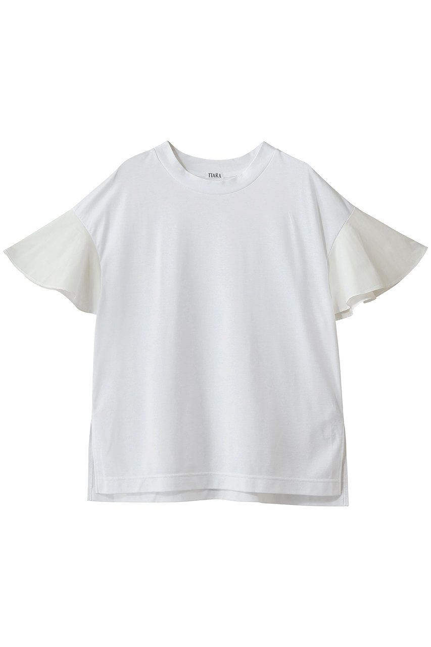 ティアラ/TIARAのフレアスリーブTシャツ(ホワイト/A0163UTS173)