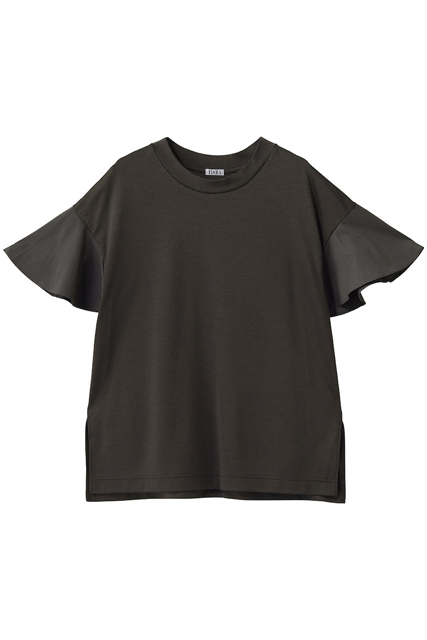 ティアラ/TIARAのフレアスリーブTシャツ(チャコールグレー/A0163UTS173)