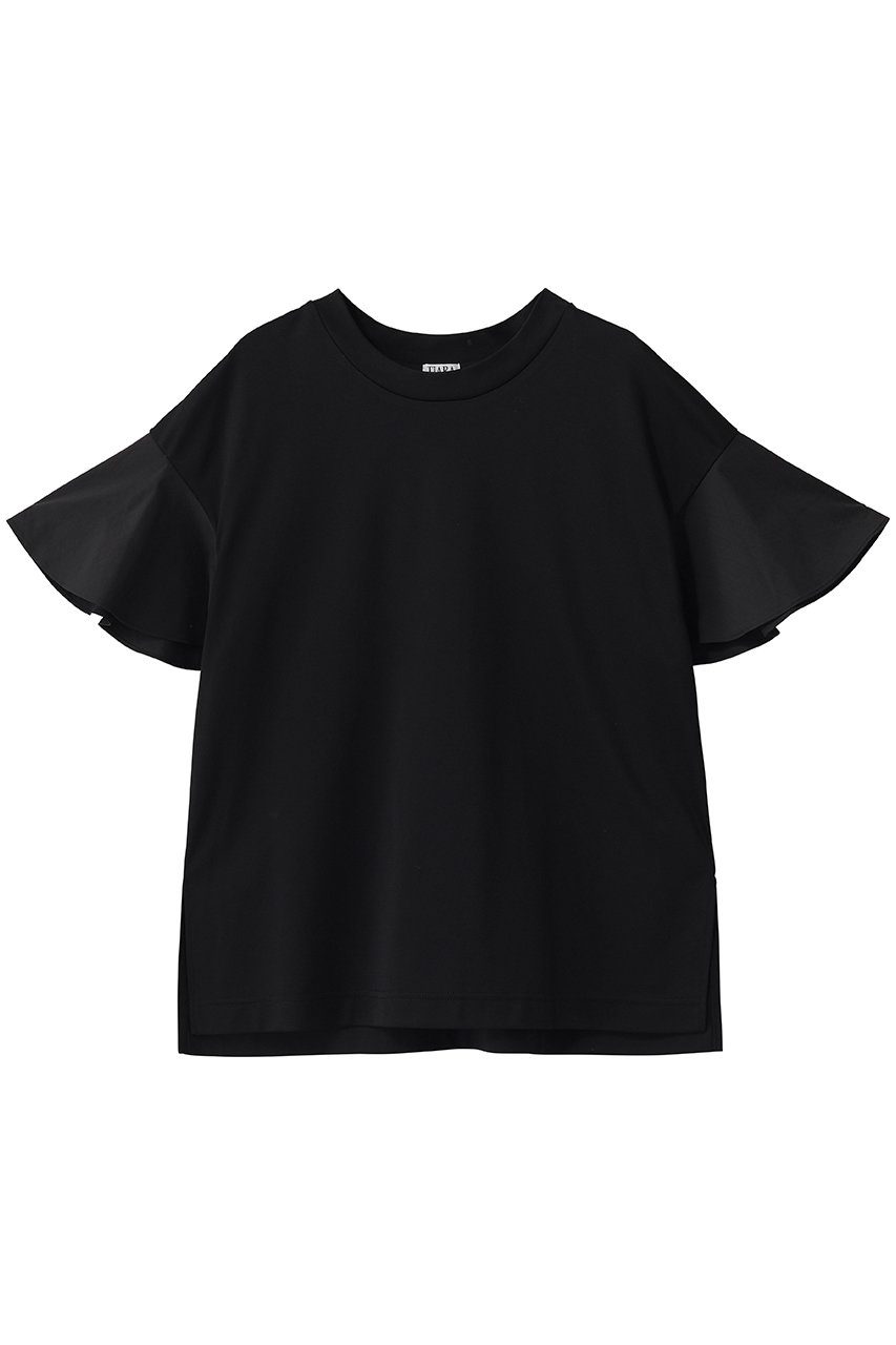 ティアラ/TIARAのフレアスリーブTシャツ(ブラック/A0163UTS173)