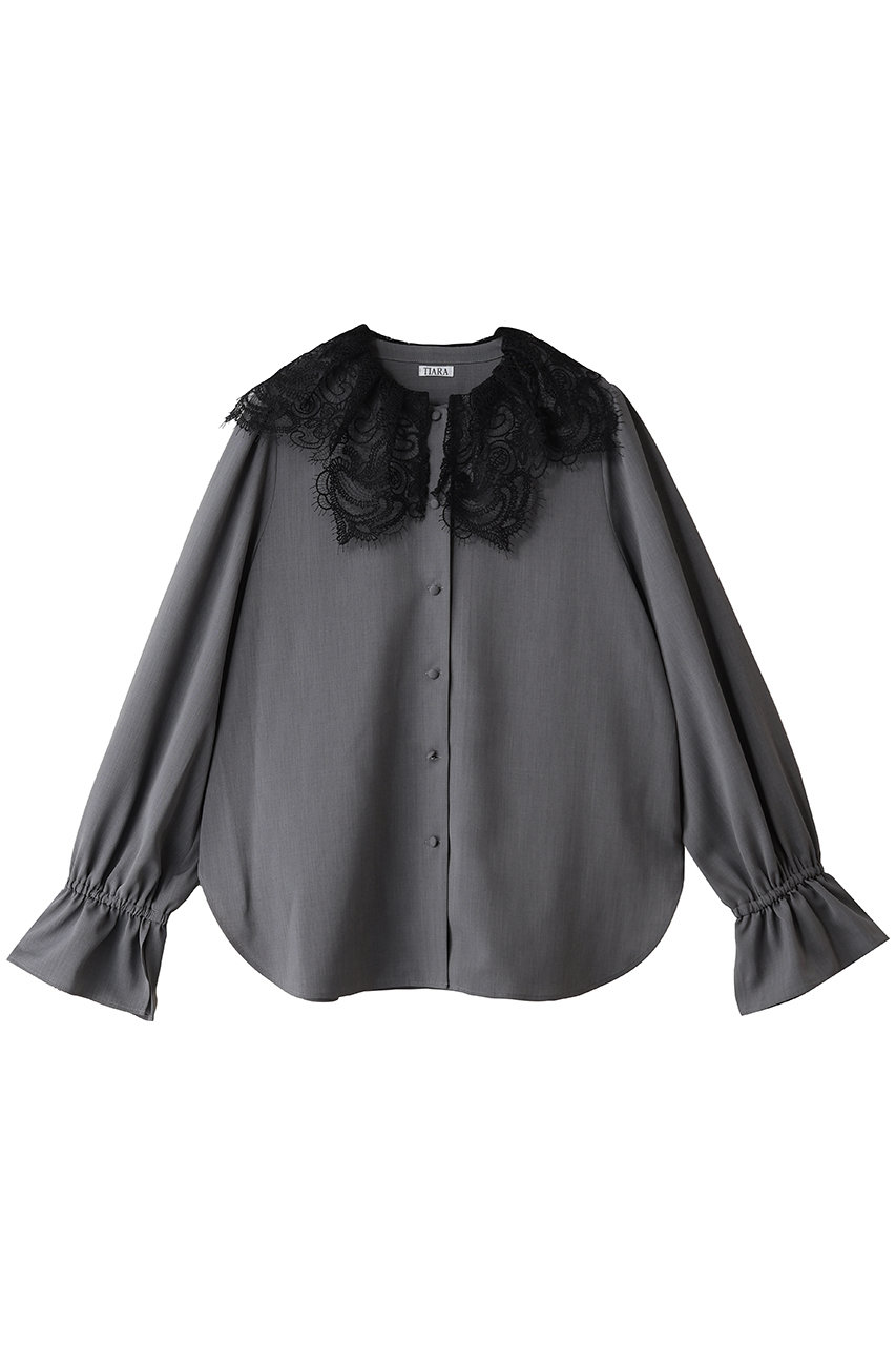 TIARA レースカラーブラウス (グレー, F) ティアラ ELLE SHOP