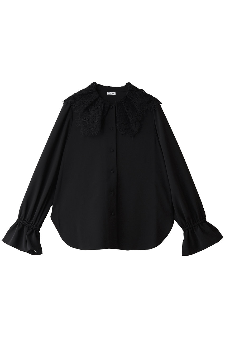 TIARA レースカラーブラウス (ブラック, F) ティアラ ELLE SHOP