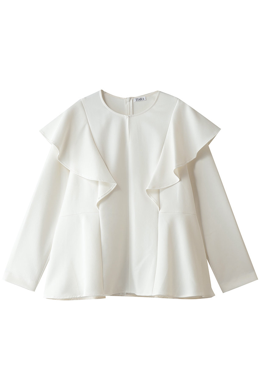 TIARA ラッフルショルダーブラウス（セットアップ可） (ホワイト, F) ティアラ ELLE SHOP