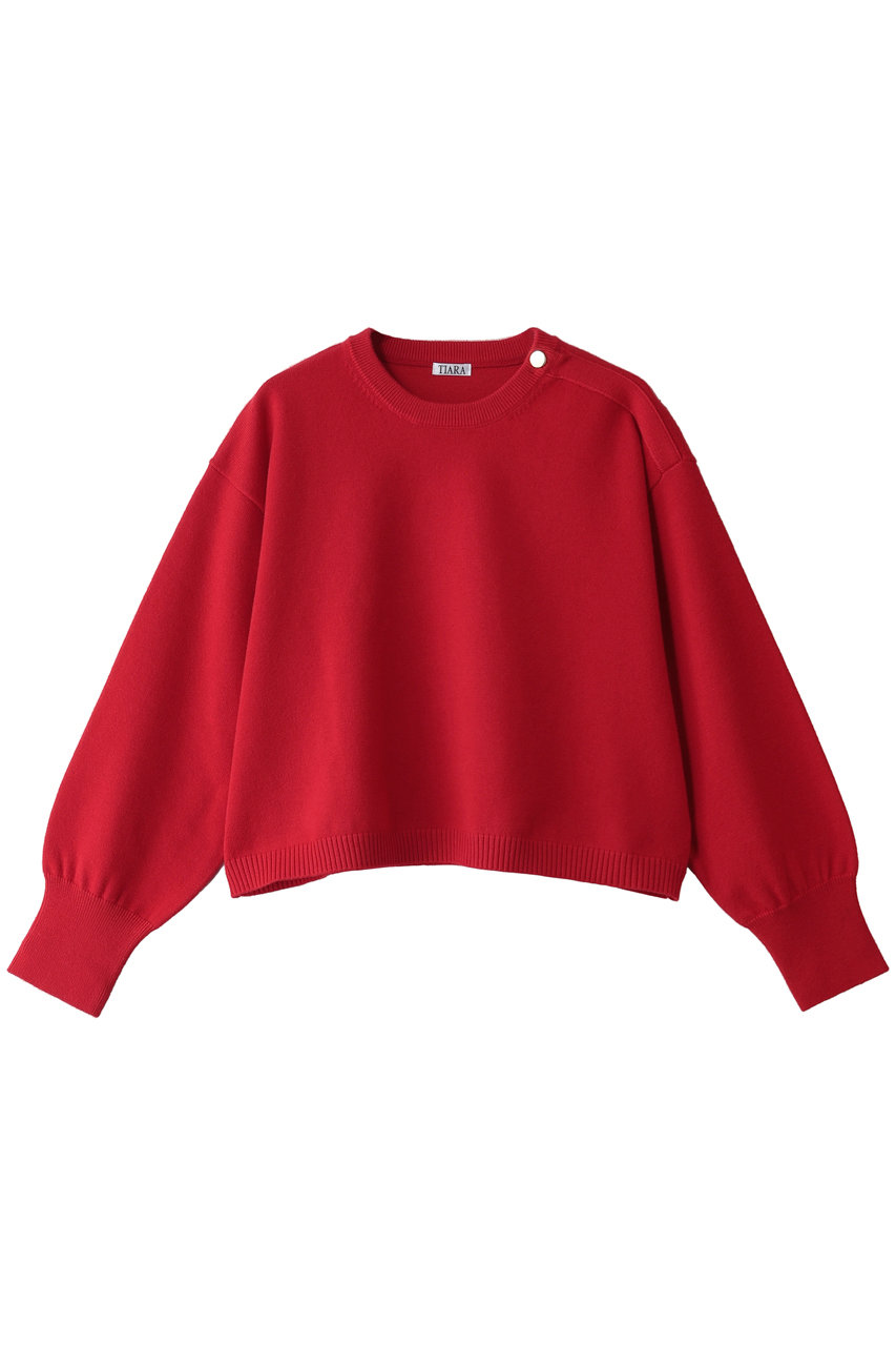 TIARA クルーネッククロップドプルオーバー (レッド, F) ティアラ ELLE SHOP