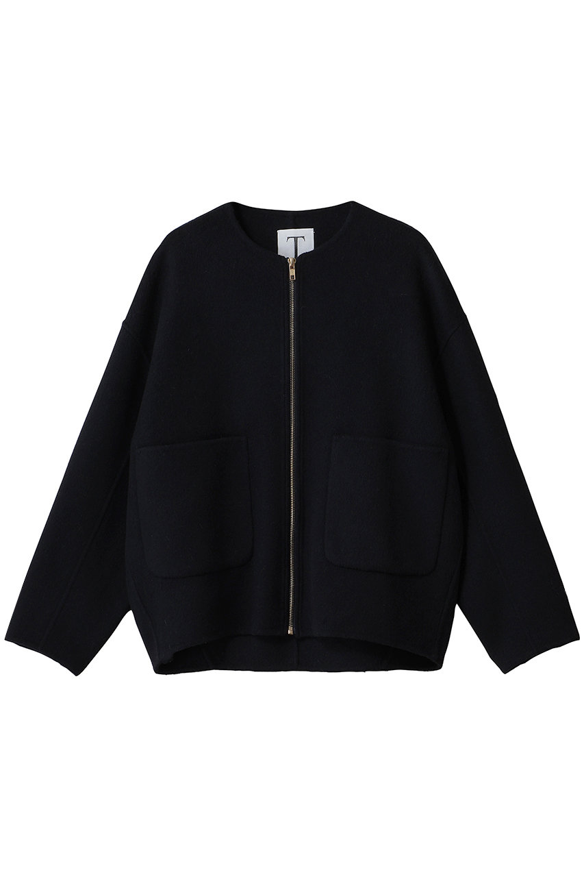 TIARA ノーカラーブルゾン (ネイビー, F) ティアラ ELLE SHOP