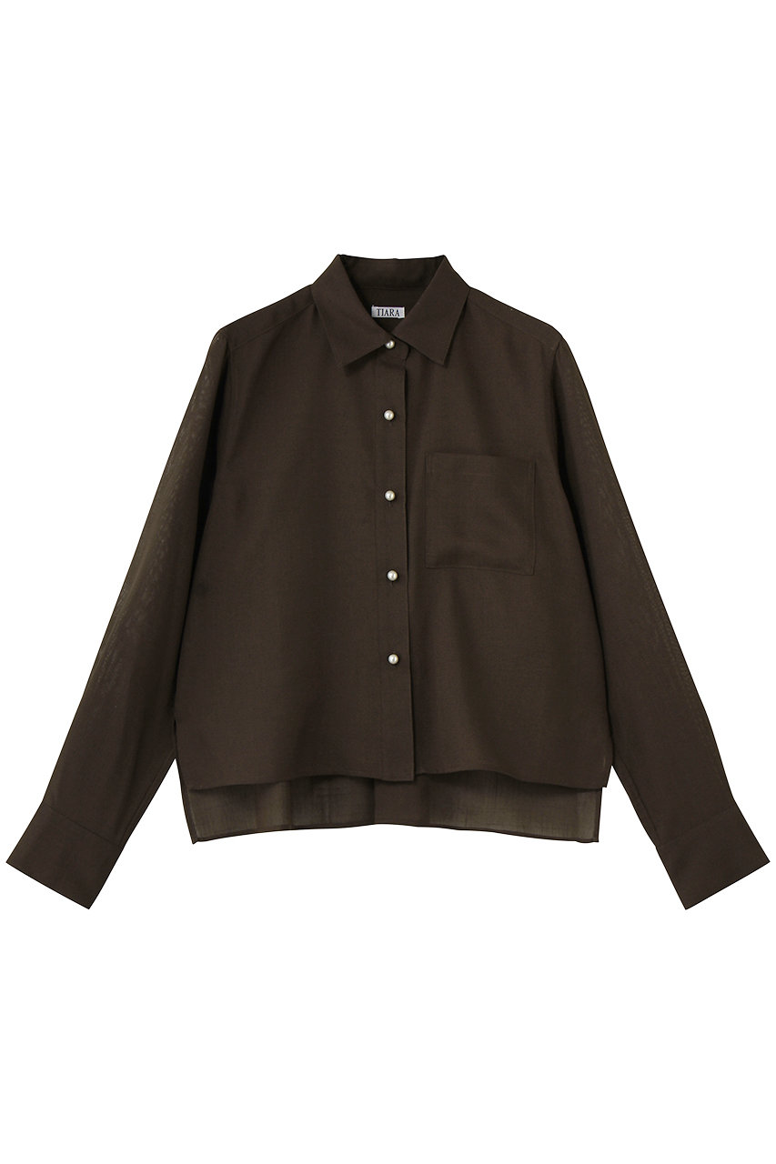 TIARA クロップドシャツ (ブラウン, F) ティアラ ELLE SHOP