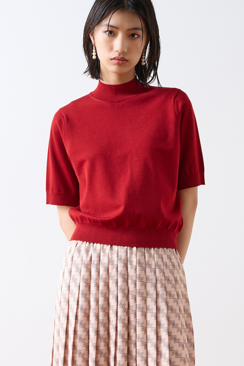 ティアラ/TIARAの【予約販売】バックボタンハイネック半袖プルオーバー(ワイン/A0163KSW301)