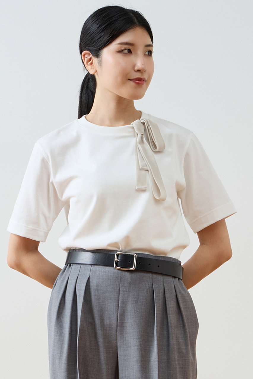 ティアラ/TIARAの【予約販売】リボンタイTシャツ(オフ/A0163UTS378)