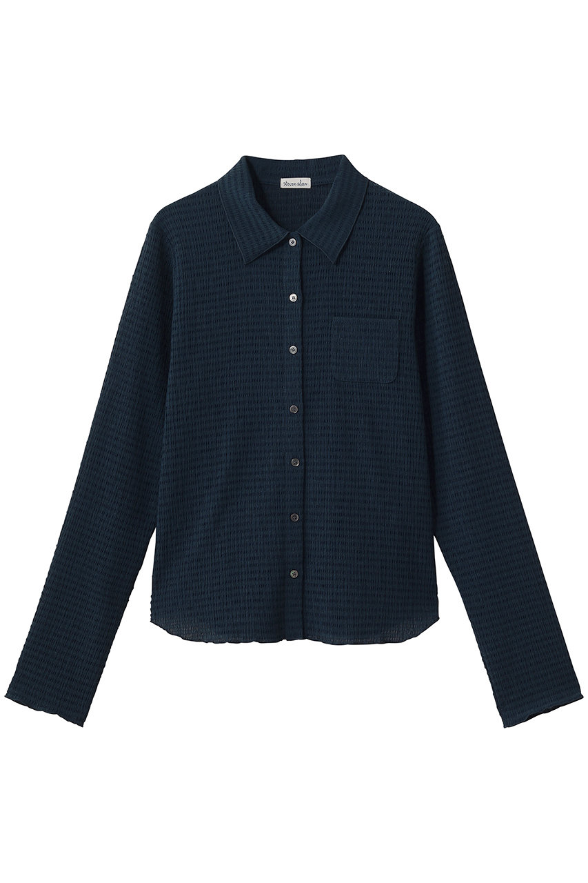 スティーブン アラン/Steven Alanのクレープ シャツ カーディガン(ネイビー/8227-1-000001)