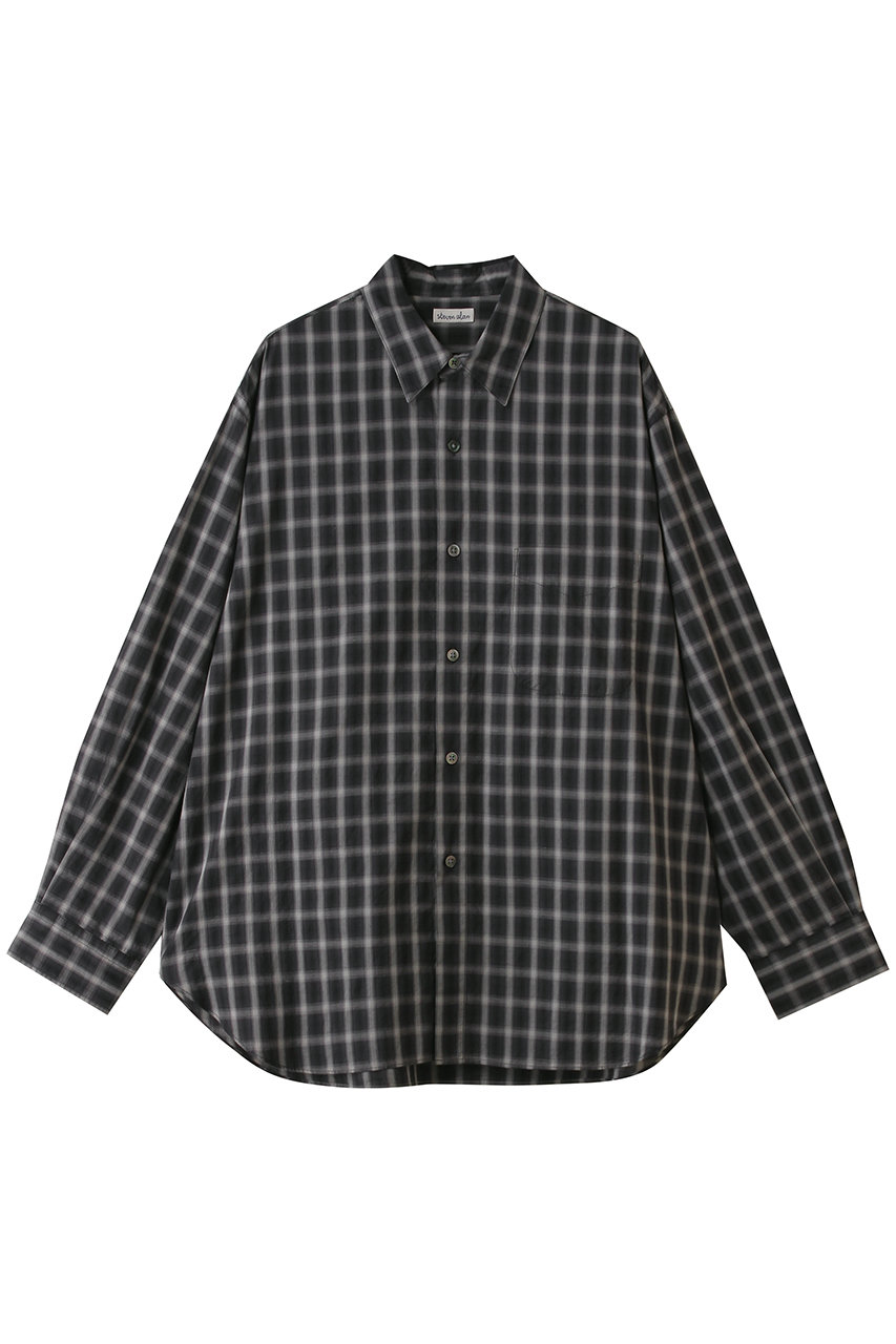 スティーブン アラン/Steven Alanの【MEN】C/L/S オンブレー チェック レギュラーカラー シャツ LOOSE(ブラック/8111-6-000000)