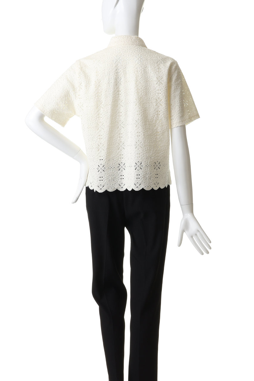 新品 ＜Steven Alan＞レース ショートスリーブ シャツ ホワイト S Steven Alan(スティーブン アラン)｜レース ショートスリーブ シャツ