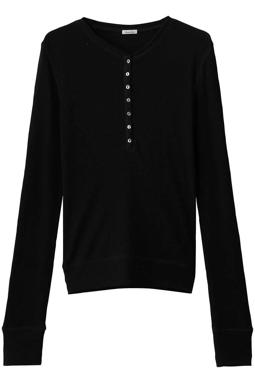 Steven Alan ウールヘンリーネックプルオーバー (ブラック, F) スティーブン アラン ELLE SHOP