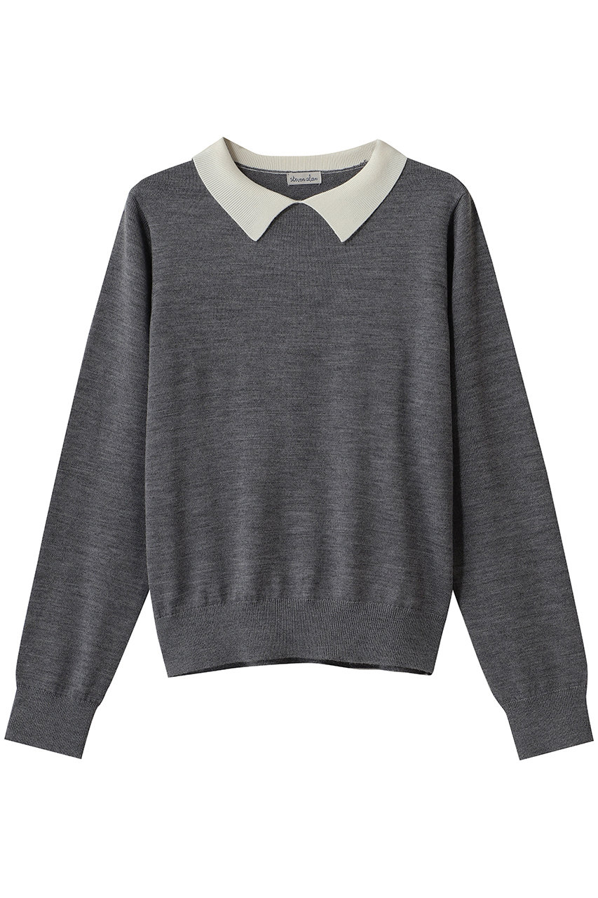 Steven Alan ウールハイゲージポロニット (ミッドグレー, F) スティーブン アラン ELLE SHOP