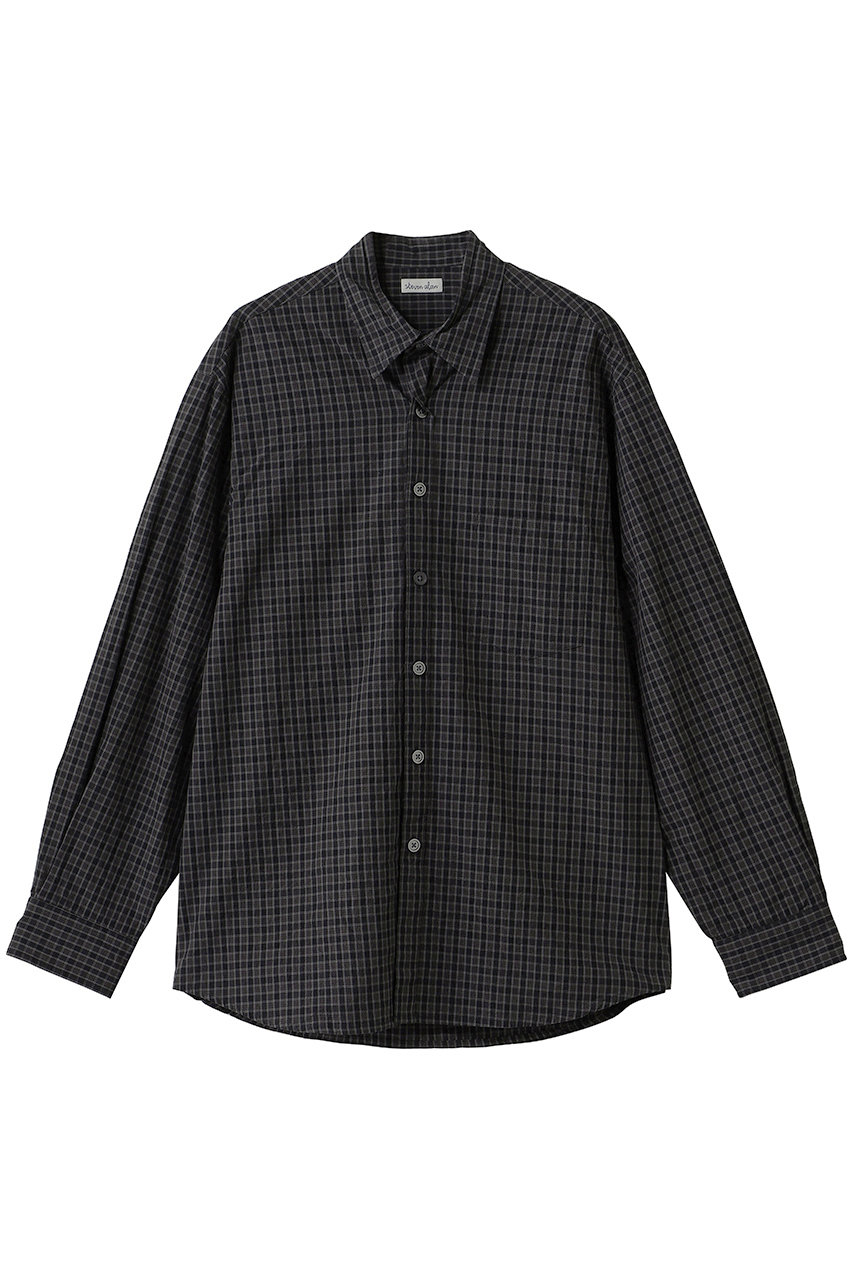 スティーブン アラン/Steven Alanの【MEN】オーガニックコットン ミニチェック リバースシーム シャツ LOOSE(ブラック/8111-2-000017)