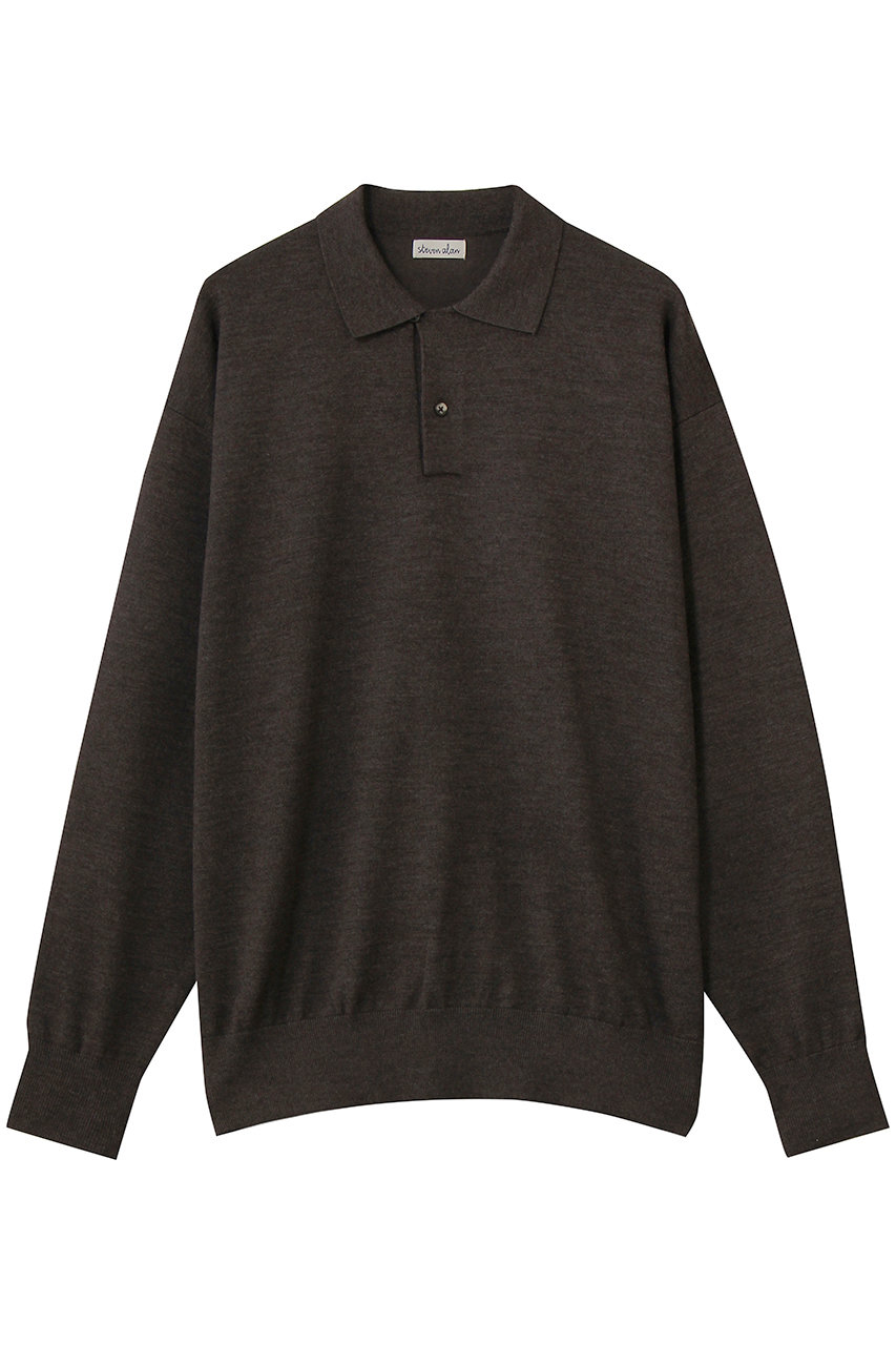 Steven Alan 【MEN】メランジ ウール オープン ニット 2B ポロシャツ (モカ, S) スティーブン アラン ELLE SHOP