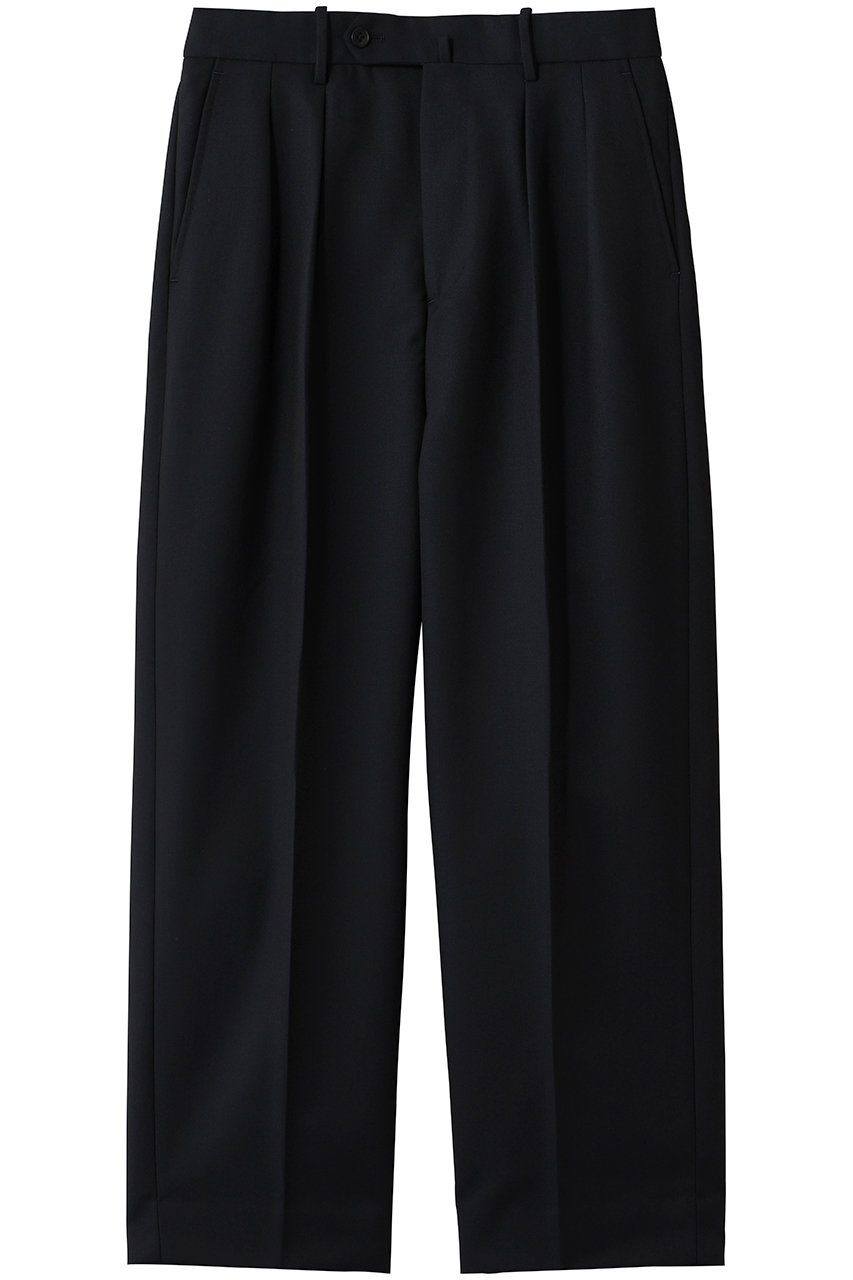 Steven Alan 【MEN】マットピケ イン ツープリーツ ドレス トラウザーズ II (ネイビー, S) スティーブン アラン ELLE SHOP