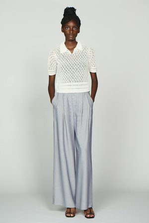 オスロー/OSLOWのコットンシルケットかぎ針編みトップス(110100/110102)