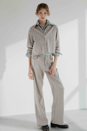 オスロー/OSLOWの先染めストライプシャツ(110400/110403)