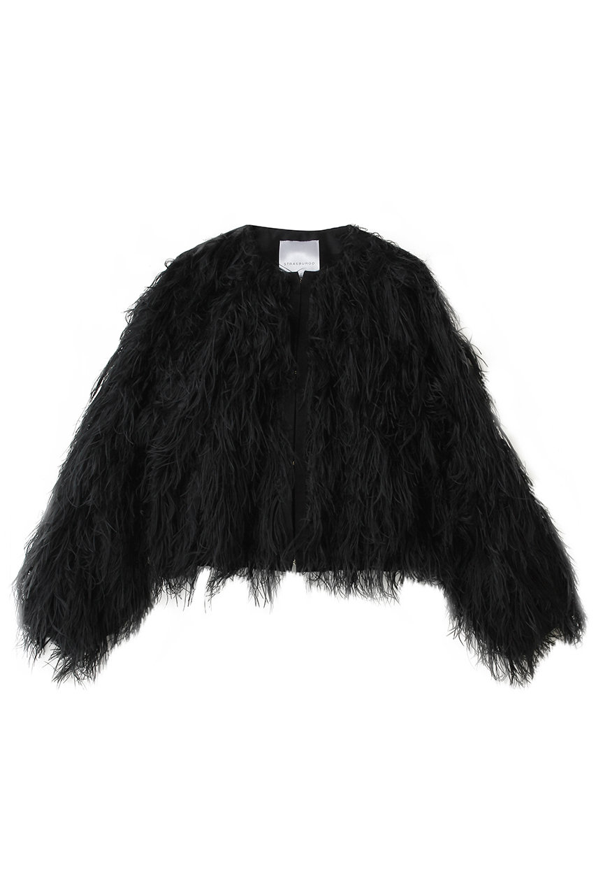 ストラスブルゴ/STRASBURGOのフリンジジャカード ノーカラーブルゾン(ブラック/262200)