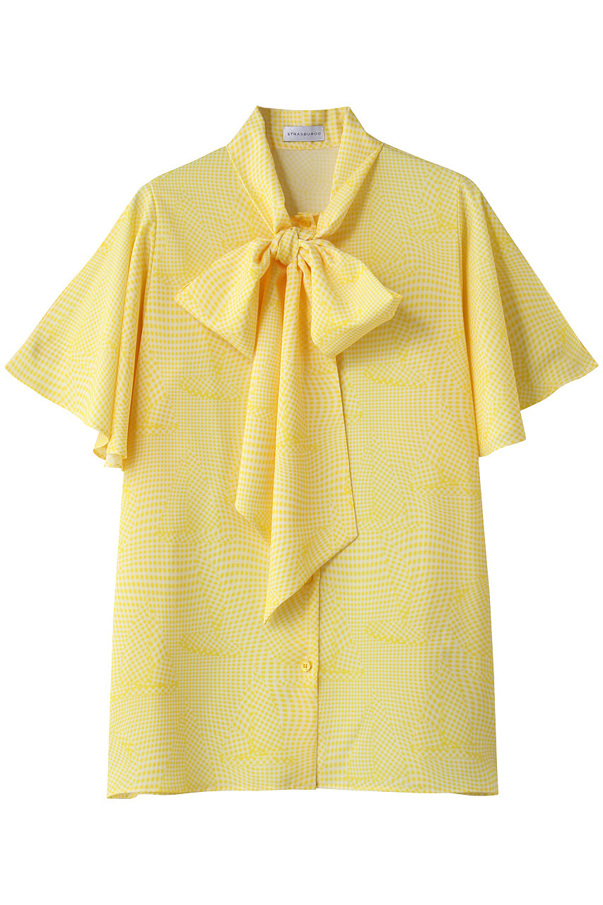 ストラスブルゴ/STRASBURGOのチェック柄 ボウタイブラウス(イエロー/262312)