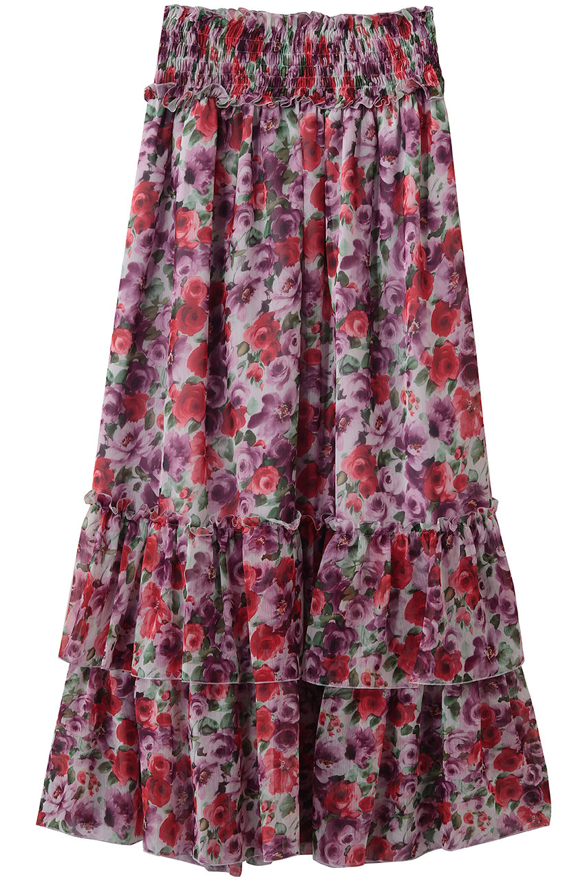 ストラスブルゴ/STRASBURGOのフラワー柄 ティアードスカート(パープル/262503)