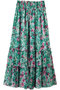 フラワー柄 ティアードスカート ストラスブルゴ/STRASBURGO グリーン