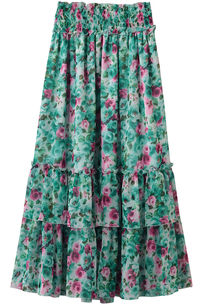ストラスブルゴ/STRASBURGOのフラワー柄 ティアードスカート(グリーン/262503)