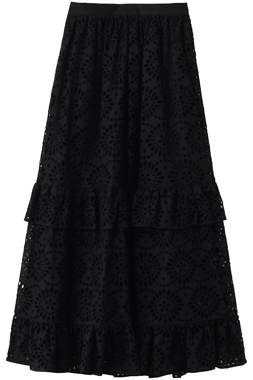 ストラスブルゴ/STRASBURGOのカットワーク ティアードスカート(ブラック/262507)