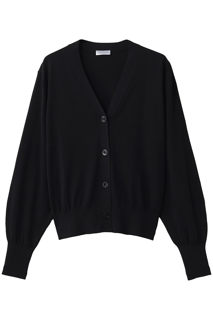 ストラスブルゴ/STRASBURGOのシルクコットン Vネックカーディガン(ブラック/262700)