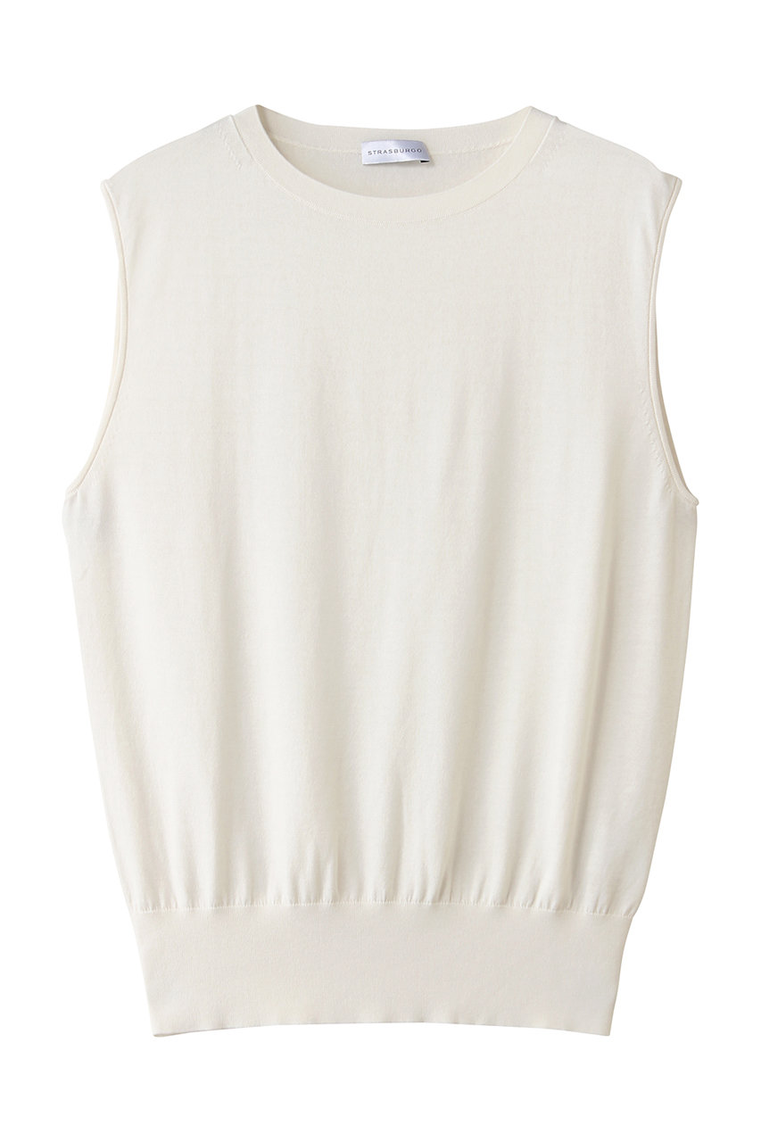 ストラスブルゴ/STRASBURGOのシルクコットン ノースリーブニット(ホワイト/262701)