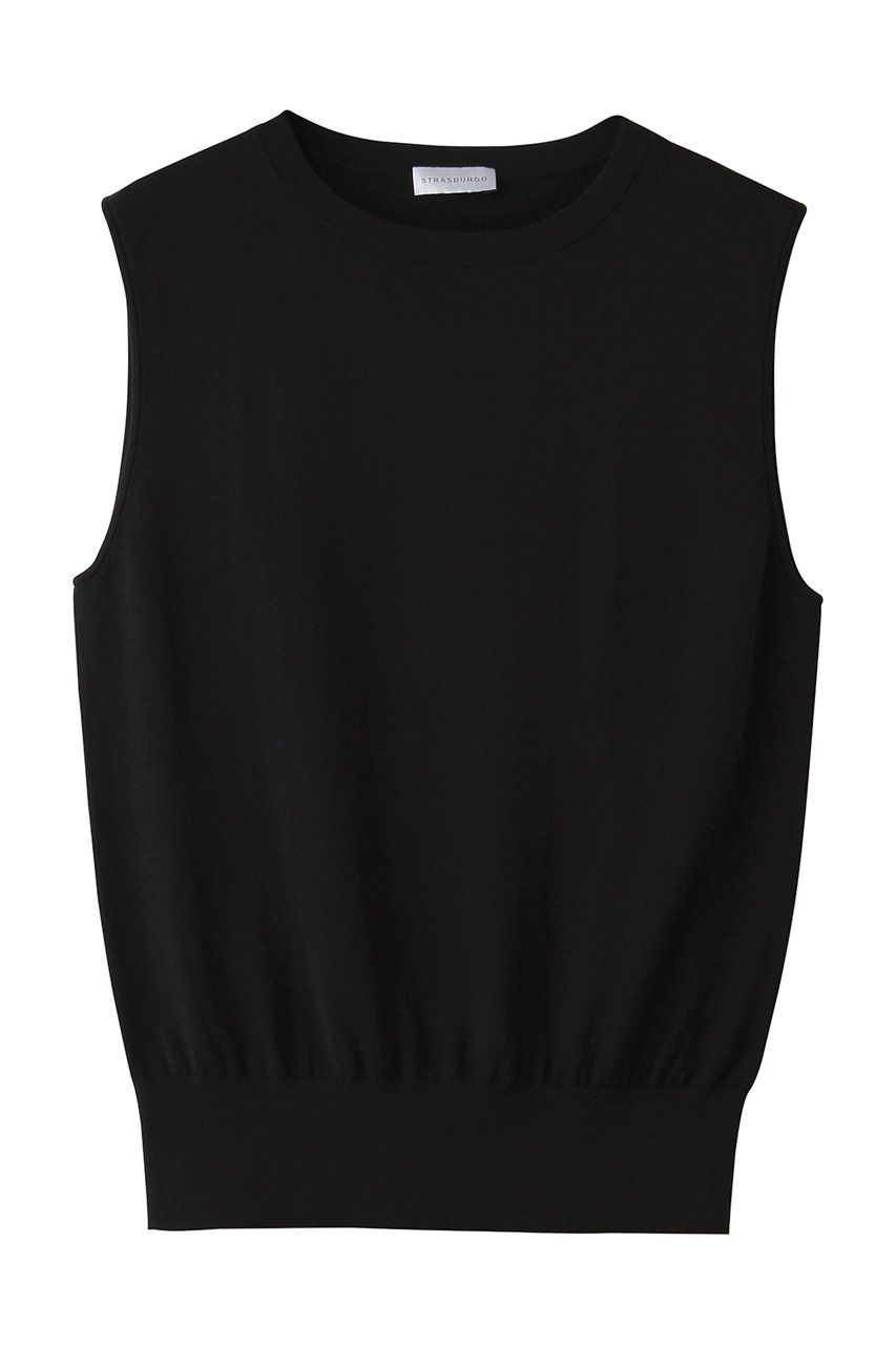 ストラスブルゴ/STRASBURGOのシルクコットン ノースリーブニット(ブラック/262701)