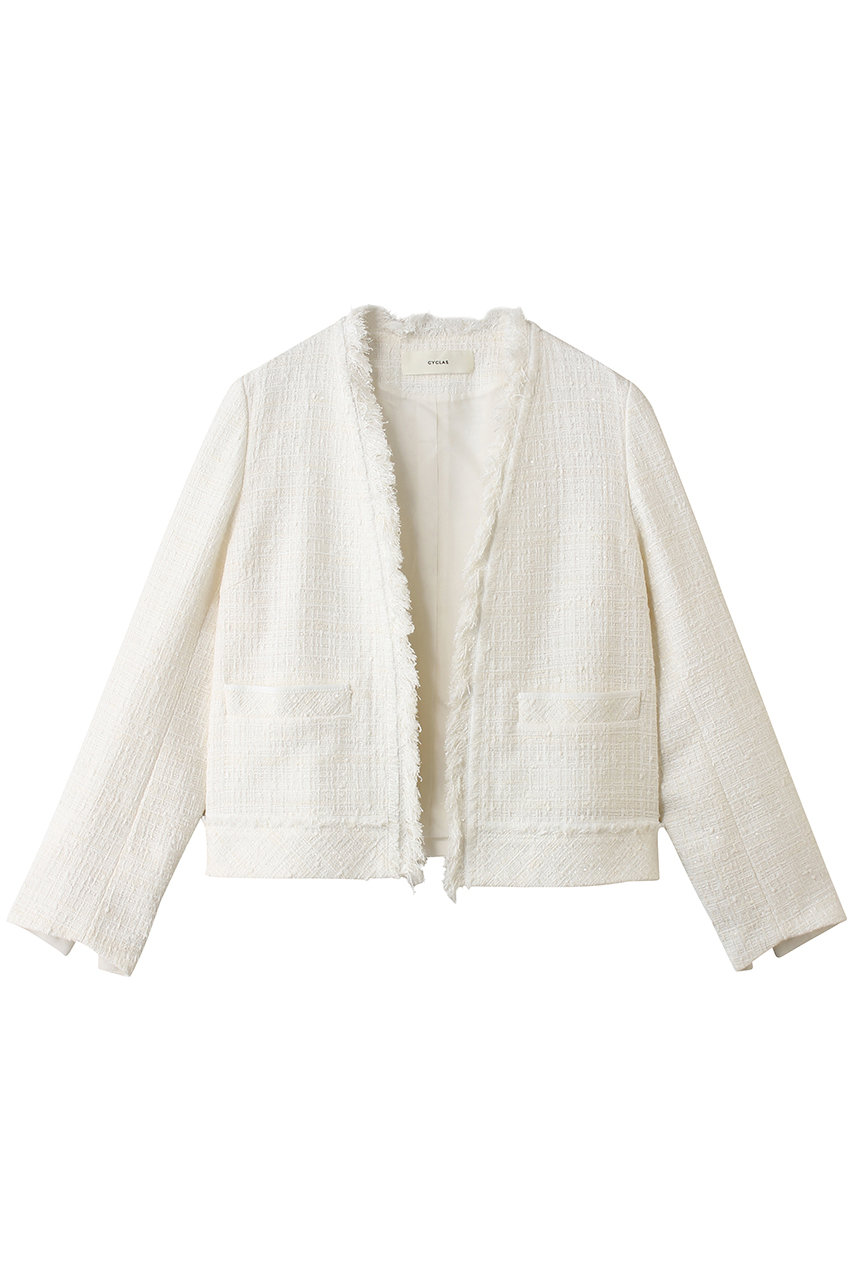 ストラスブルゴ/STRASBURGOの【CYCLAS】Vネック ツイードジャケット(オフホワイト/426206_2)