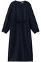 【CYCLAS】シルクコットン サイドプリーツワンピース ストラスブルゴ/STRASBURGO ネイビー