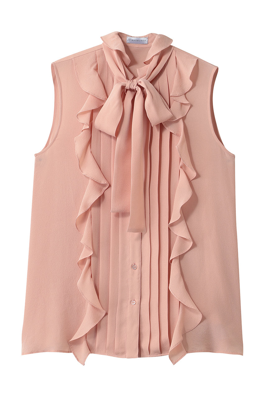 STRASBURGO シルクジョーゼット ボウタイブラウス (ピンク, 38) ストラスブルゴ ELLE SHOP