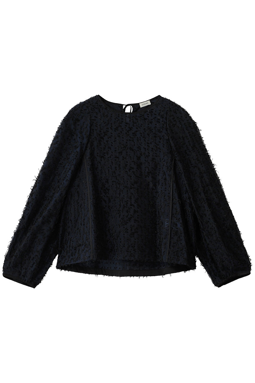 STRASBURGO 【CYCLAS】オーガンジーカットジャカード ブラウス (ネイビー, 34(7号)) ストラスブルゴ ELLE SHOP