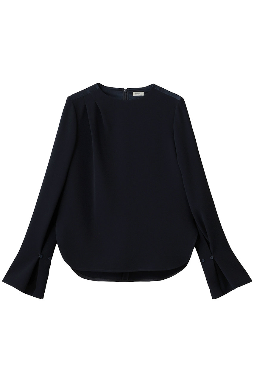 STRASBURGO 【CYCLAS】ダブルクロス タックブラウス (ネイビー, 34(7号)) ストラスブルゴ ELLE SHOP