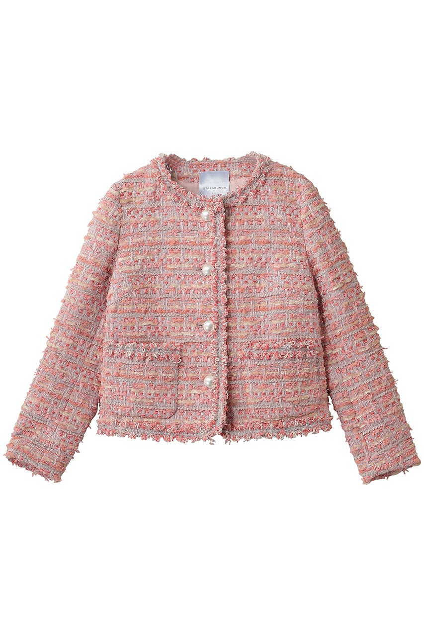 STRASBURGO ツイードジャケット (ピンク, 36) ストラスブルゴ ELLE SHOP
